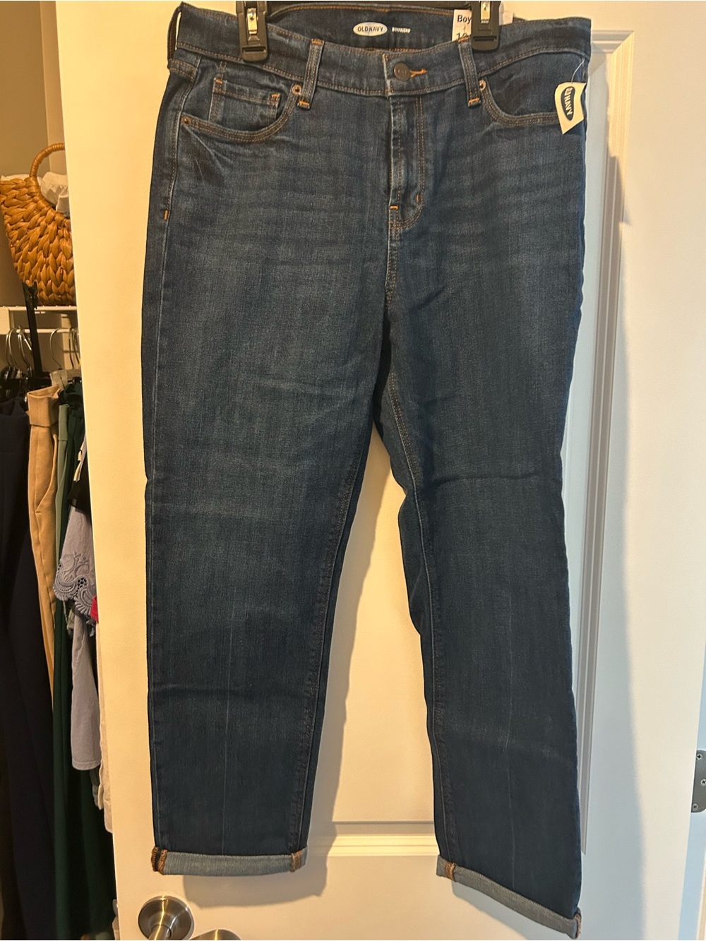 Old Navy Boyfriend Jeans in Dark Blue Wash